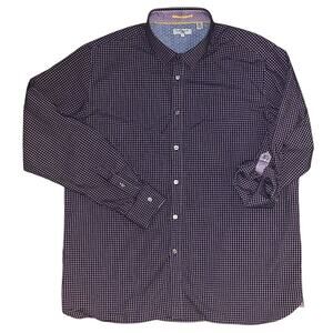Ted Baker Purple & White Plaid Checkered Print Button Down Shirt Women's 7 (2XL)